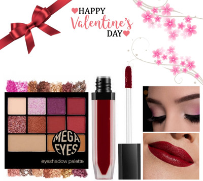 ADJD valentine day speacil Mega eyeshadow with soft matte lipstick(2 Items in the set)