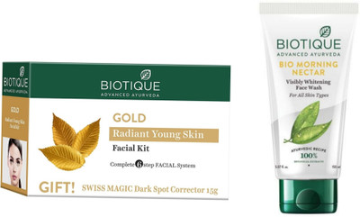 BIOTIQUE Gold Facial Kit & Morning Nector Face Wash 150 ml (2 Items in the set)