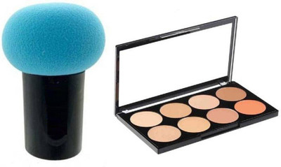 Lenon Beauty Contour 8 Shades Concealer Palette Highlighter Concealer (Multi-color, 15 g) & Mushroom Sponge Beauty Blender(2 Items in the set)