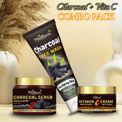Phillauri Charcoal Skin Care Combo For Deeply Cleanses & Refines Pores(3 Items in the set)