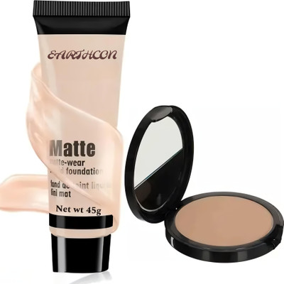 Earthcon Flawless Finish Foundation Compact Combo - Even Tone, Conceal Imperfections!(2 Items in the set)