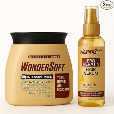 Wondersoft Professional Hair Care Set, 360 Intensive Keratin Mask 300ml and Pro Keratin Hair Serum 100ml(2 Items in the set)