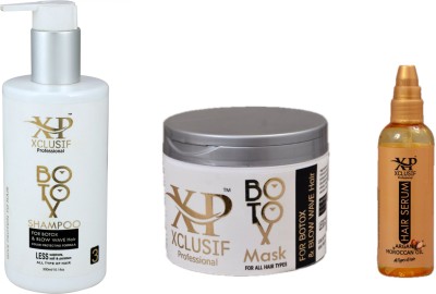 XCLUSIF PROFESSIONAL Botox After Care Shampoo 300 ML + Botox After Care Mask 500 ML + Hair Serum(Argan & Moroccan Oil) 100 ML(3 Items in the set)