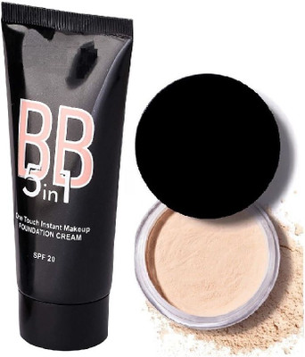 Arcanuy Best Setting Makeup Loose Powder Compact & Foundation Cream(2 Items in the set)