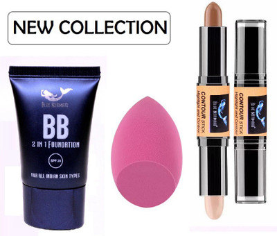 BLUEMERMAID BEST LOOK CONTOUR STICK+ BLENDER+ BB FOUNDATION COMBO(3 Items in the set)