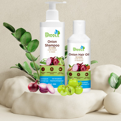 DRIDDLE Anti Hair Fall Spa Range with Onion Hair Oil + Onion shampoo for Hair Fall Control(2 Items in the set)