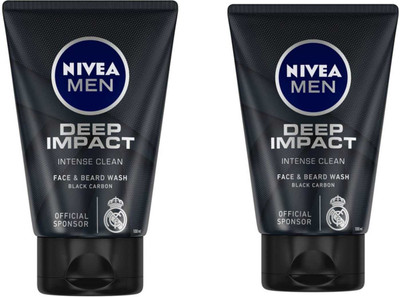 NIVEA DEEP IMPACT INTRENCE CLEAN FACE WASH 100 ML 2 Face Wash(200 ml)