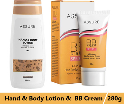 ASSURE Hand & Body Lotion Enriched with Natural Olive oil & BB Cream SPF30+(2 Items in the set)