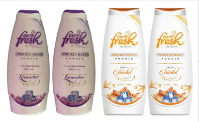 DERMIFRESH FRESH POWDER PACK OF 2 (2 x 150 g)+Fresh Sandal Fragrance (2 x 150 g)(4 Items in the set)