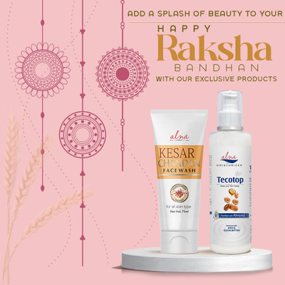 ALNA Kesar Chandan Face Wash | 75 ml| + Tecotop Moisturiser | Make your Skin Tiptop| |Enriched with Shea & Cocoa Butter| 225 ml|(2 Items in the set)