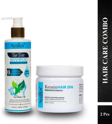 NOXIVA Teatree Shampoo with Bhringraj Anti Dandruff Shampoo And Hair Spa Cream For strengthening & Smoothing Hair(2 Items in the set)