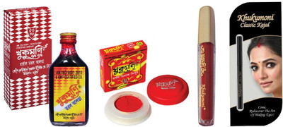 KHUKUMONI HERBAL ALTA100ml +DLX RED SINDOOR+PREMIUM LIQUIED MRN+CLASSIC KAJAL(4 Items in the set)