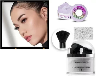 YAWI SHIMMRY FACE AND BODY SILVER HIGHLIGHTER WITH GLITTER/SHIMMER FIXER GEL(SILVER, TRANSPARENT)
