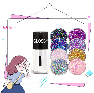 THTC Gel Nail polish With 6 Chunky Glitter Set(6 Items in the set)