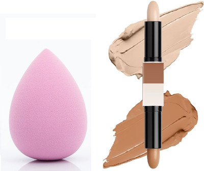 Neycare PROFESSIONAL 2 IN 1 CONTOUR WITH HIGHLIGHTER STICK FOR ALL SKIN TONE. WITH BEAUTY BLENDER SPONGE(2 Items in the set)