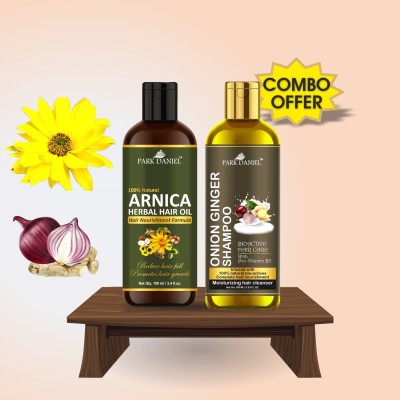 PARK DANIEL Premium Arnica Herbal Hair Oil & Onion Ginger Herbal Herbal Shampoo For Hair Growth Combo Pack Of 2 Bottle of 100 ml(200 ml)(2 Items in the set)