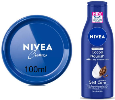 NIVEA Cream 100ml & Cocoa Nourish Lotion 75ml (Pack of 2)(175 ml)