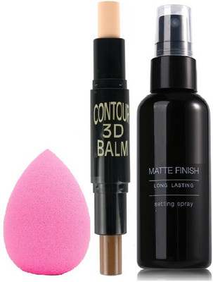 tanvi27 Makeup face setting spray fixer and face contour concealer stick with makeup sponge(3 Items in the set)