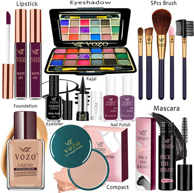 VOZO Makeup Combo Kit One-stop Beauty Package for Beginners and Professionals KT-181(15 Items in the set)
