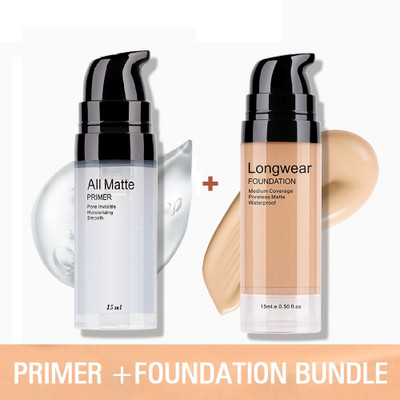 MYEONG Matte Pore Invisible Face Primer+ Waterproof Liquid Foundation Makeup Set(2 Items in the set)