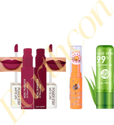 Earthcon Comfort Matte Bullet Lipstick & Hydrating Lip Balm(4 Items in the set)