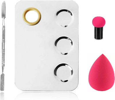 Lusty soul Mixing Palette with Spatula Tool & 1 Blender with Mushroom puff (Pack of 3)(3 Items in the set)