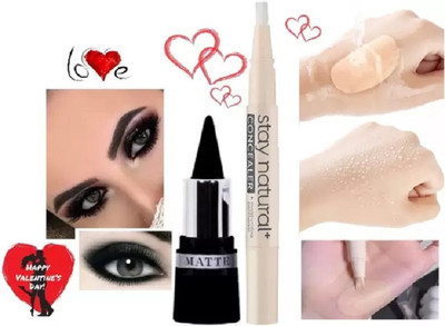 GABBU 3D Finish Water Proof & Super Stay Face Makup Color Correcting Concealer Pen with Bold Kajal(2 Items in the set)