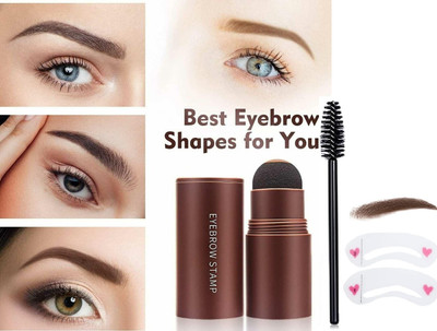 WOONGMI Waterproof Eyebrow Stamp Shaping Brow Powder Makeup Kit & Thin Hiar Filler(4 Items in the set)