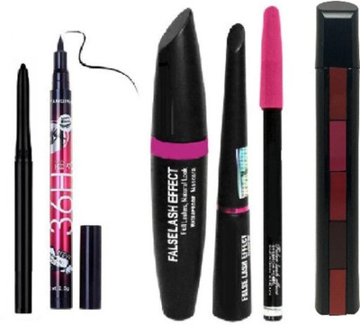GROOVS Makeup combo kajal & 3 in1 mascara ,kajal ,e(6 Items in the set)