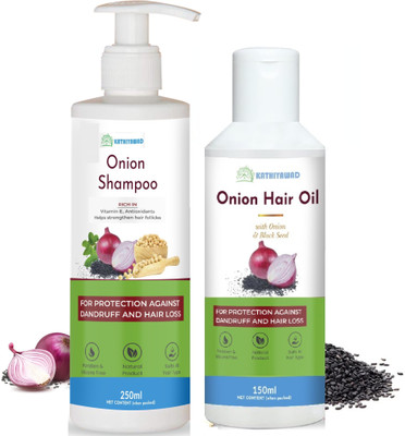 Kathiyawad 'Hair Fall Spa Range with Onion Hair Oil + Onion Shampoo for Hair Fall Control '(2 Items in the set)
