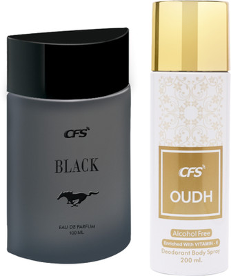 CFS Black EDP Long Lasting Perfume & Oudh White Deodorant Body Spray(2 Items in the set)