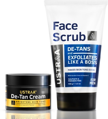 USTRAA Total De-Tan Kit - Face Cream & Face Scrub | For Effective Tan Removal(2 Items in the set)