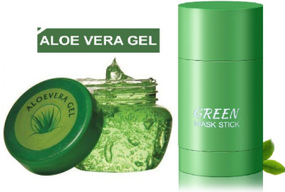 tanvi27 Green Aloe Vera face Gel & Green Tea Purifying Clay Stick Mask(2 Items in the set)