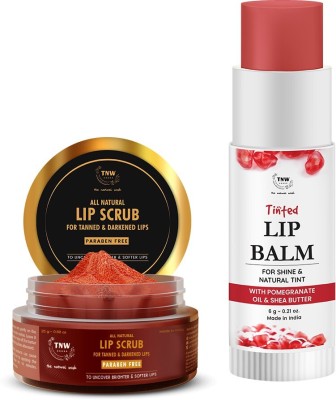 TNW - The Natural Wash Combo Lip Scrub and Pomegranate Tinted Lip Balm | For Soft & Moisturized Lips | Paraben and Sulphate-Free(2 Items in the set)