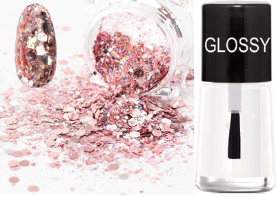 THTC GLOSSY NAILS GEL AND CHUNKY GLITTER(2 Items in the set)