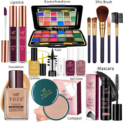 VOZO Makeup Combo Kit One-stop Beauty Package for Beginners and Professionals KT-284(15 Items in the set)