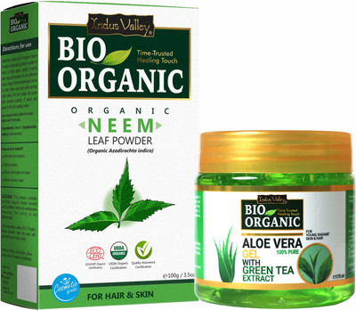 Indus Valley Natural Aloe Vera Gel and Neem Powder for Depigmentation- Set of 2(2 Items in the set)