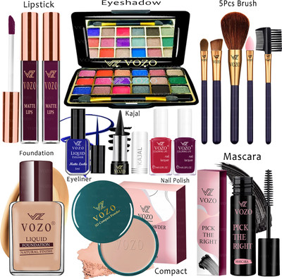 VOZO Makeup Combo Sets One-stop Beauty Package for Beginners and Professionals KT-206(15 Items in the set)