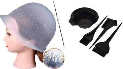 Lenon Silicone Highlighting Hair Cap with dye bowl set Reusable(2 Items in the set)