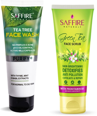 SAFFIRE Naturals Tea Tree Face wash & Green Tea Face Scrub(2 Items in the set)