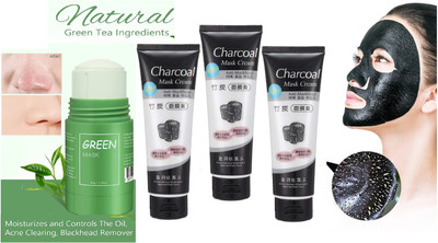 tanvi27 Best Green Tea Purifying Clay Stick Mask & Activated Charcoal Peel Off Mask(4 Items in the set)