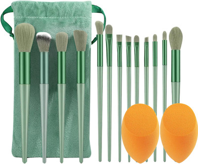 Sh.Huda Soft Fibre tools Fix Plus Makeup Brushes Set With 2 Pcs beauty blender(15 Items in the set)
