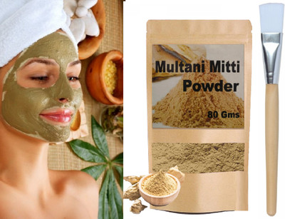 ADJD For Skin Cleansing Multani Mitti Powder With face pack brush(2 Items in the set)