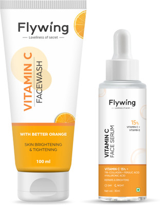 Flywing 15% Vitamin C Face Serum With Skin Brightening Vitamin C Face Wash  (2 Items In The Set) For Rs. 299
