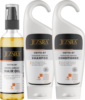 JEZARA Vietta-B7 Onion + Argan Hair Care Combo - Oil, Shampoo and Conditioner(3 Items in the set)