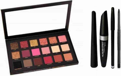 HITAN ROSEGOLD EYESHADOW PALETTE WITH EYELINER, EYEBROW PENCIL, MASCARA AND KAJAL(5 Items in the set)