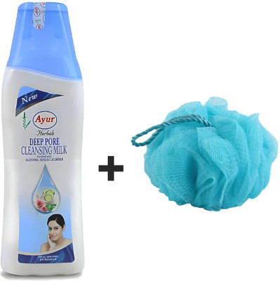 AYUR HERBALS deep pore cleansing milk 1000ml(pack of 1) and 1 price loffah(2 Items in the set)