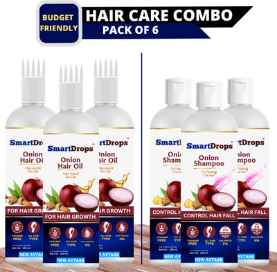 smartdrops New Anti Hair fall Combo of Onion Oil & Shampoo Combo kit(6 Items in the set)