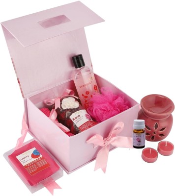 BodyHerbals Rose Bath and Body Spa | Gift Set for Men & Women | Gifting Idea for all Occasion Skin Care Set & Kits(7 Items in the set)