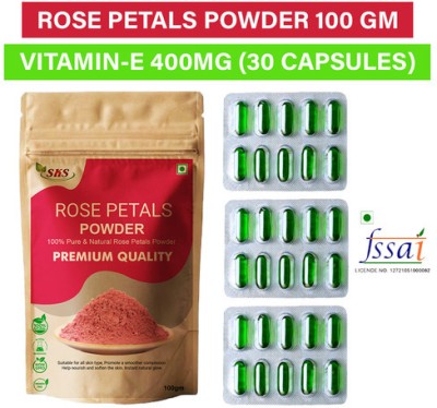 SKS BIOTECH Vitamin E 400mg & Rose Petals Powder Combo For Skin Care(2 Items in the set)